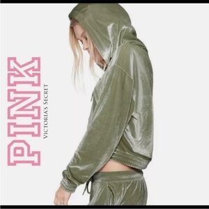 NWT Victoria's Secret PINK Sage Green Trendy Velour Lounge Set